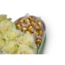 Box of flowers and white chocolates